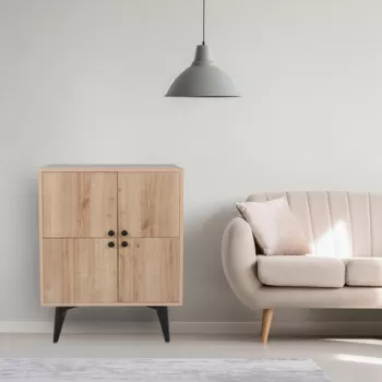 Dulap multifunctional, Mod Design, Senegal, 70x35x93.5 cm, Stejar / Negru 5f26 imagine