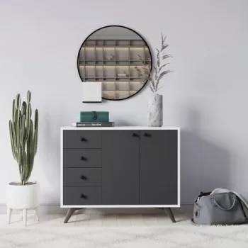 Dulap multifunctional, Mod Design, Waga, 100x82x35 cm, Alb / Antracit ad15 imagine