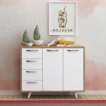 Dulap multifunctional, Mod Design, Waga, 100x82x35 cm, Stejar / Alb 30b8 imagine