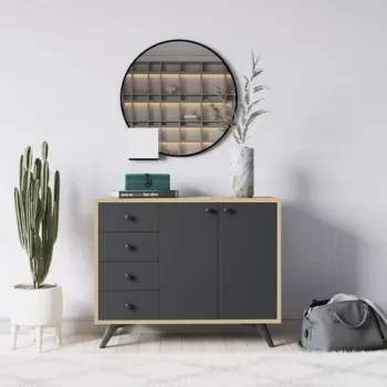 Dulap multifunctional, Mod Design, Waga, 100x82x35 cm, Stejar / Antracit b6a9 imagine