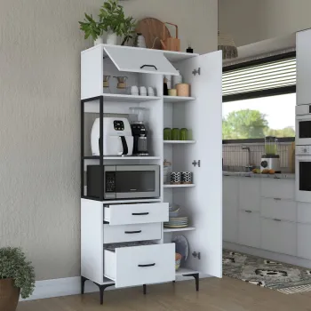 Dulap multifunctional, Rani, JE112, 90x198.6x40 cm, PAL, Alb 4809 imagine