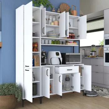 Dulap multifunctional, Rani, JE134, 160x198.6x40 cm, PAL, Alb c53c imagine