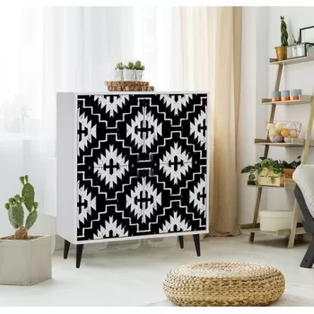 Dulap multifunctional, Vella, Swan, 95x111x36 cm, PAL, Alb negru bf03 imagine