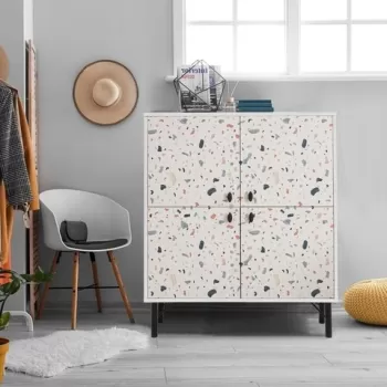 Dulap multifunctional, Vella, Terrazzo, 95 x 111 x 36 cm, pal melaminat, multicolor 9462 imagine