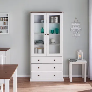 Dulap multifunctional Westerland, Inter Link, 190x90x38.4 cm, lemn, alb/maro sepia c475 imagine