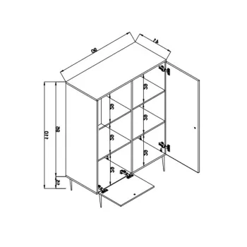 Dulap multifunctional, Wolina, Wire, 40x90x110 cm, 100% PLANCA DE PARTICULATI VOLTATE, Stejar ad40 imagine
