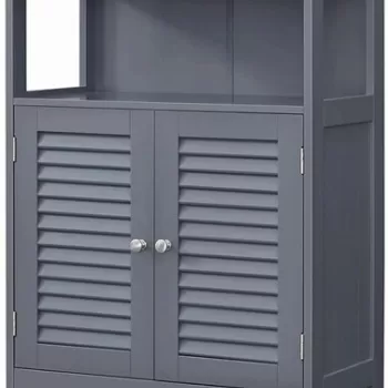 Dulap pentru baie cu 2 usi, Vasagle, 60 x 30 x 80 cm, MDF, gri 902a imagine