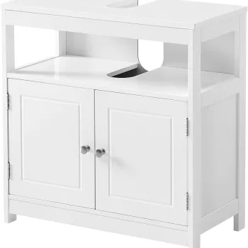 Dulap pentru baie / masca de lavoar Scandinavian Style, Vasagle, 60x30x60 cm, MDF, alb mat 4041 imagine