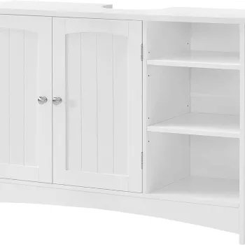 Dulap pentru baie / masca de lavoar, Vasagle, 90x30x60 cm, PAL, alb 6156 imagine