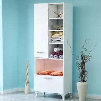 Dulap pentru baie Sezen, Decorotika, 60x31.5x163 cm, alb 6e05 imagine