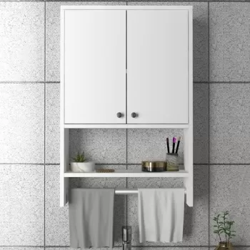 Dulap pentru baie Vira, Furny Home, 59.3x19.5x90 cm, alb 0cf0 imagine