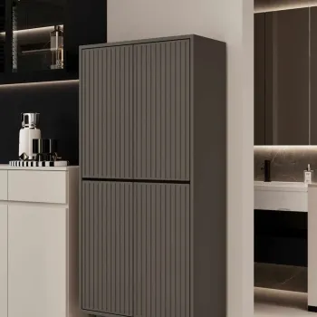Dulap pentru bucatarie, Hanah Home, Capella, 69x158x32 cm, MDF LAMINAT, Gri 4fca imagine