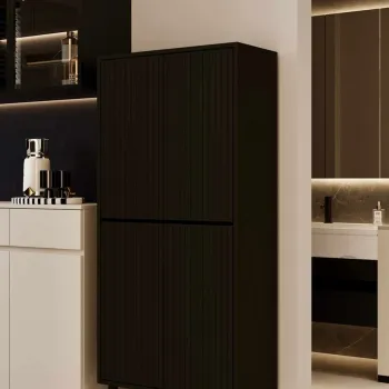 Dulap pentru bucatarie, Hanah Home, Capella, 69x158x32 cm, MDF LAMINAT, Negru e81a imagine