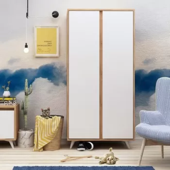 Dulap pentru haine Ajumma, Mod Design, 100x52x187 cm, natural/alb 8de9 imagine