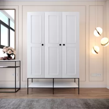 Dulap pentru haine, Comforty, Martin 3, 126 x 200 x 50 cm, pal melaminat, alb 47c4 imagine
