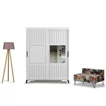Dulap pentru haine, Comforty, Pasific Home Fuga, 130x216x60 cm, Alb ccad imagine