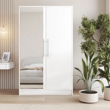 Dulap pentru haine cu oglinda ELTAP, Alarica, 120x60x200 cm, PAL, alb 7ce4 imagine