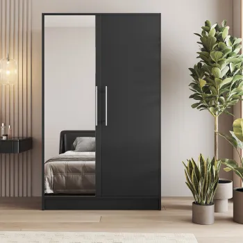 Dulap pentru haine cu oglinda ELTAP, Alarica, 120x60x200 cm, PAL, negru ccca imagine