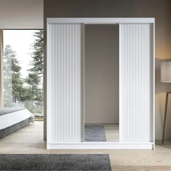 Dulap pentru haine cu oglinda ELTAP, Biancco III, 180x60x220 cm, MDF, alb 3319 imagine