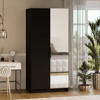Dulap pentru haine cu oglinda ELTAP, BM1-SZA100, Mirtillo, 100x60x216 cm, PAL laminat, negru 74d7 imagine