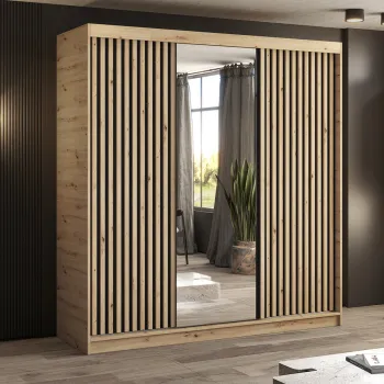 Dulap pentru haine cu oglinda ELTAP, Emerio III, 180x60x204 cm, PAL, stejar c3f2 imagine