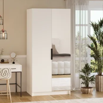 Dulap pentru haine cu oglinda ELTAP, WM1-SZA100, Mirtillo, 100x60x216 cm, PAL laminat, alb f987 imagine