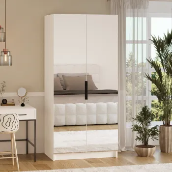 Dulap pentru haine cu oglinda ELTAP, WM2-SZA100, Mirtillo, 100x60x216 cm, PAL laminat, alb 9485 imagine