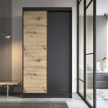 Dulap pentru haine ELTAP, Esville II, 120x60x220 cm, MDF/ABS, negru/stejar 5e80 imagine