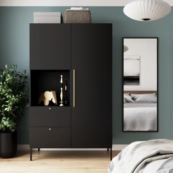 Dulap pentru haine ELTAP, Lanzzi, 120x60x200 cm, MDF laminat, negru/auriu 7338 imagine