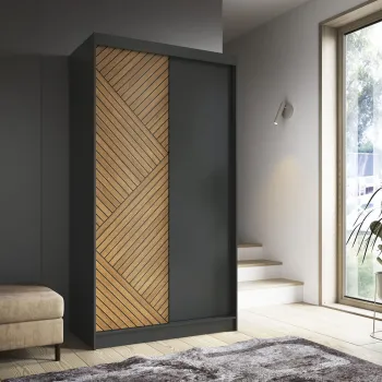 Dulap pentru haine ELTAP, Marrphy II, 120x60x220 cm, MDF/ABS, negru/maro 978a imagine