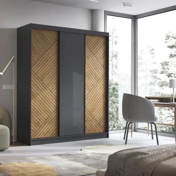 Dulap pentru haine ELTAP, Marrphy III, 180x60x220 cm, MDF/ABS, negru/maro 5b98 imagine