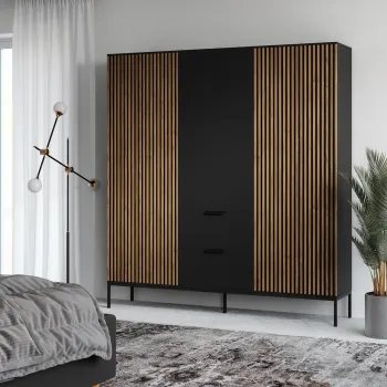 Dulap pentru haine ELTAP, Meorati, 185x60x200 cm, PAL/ABS, negru/maro 7af9 imagine