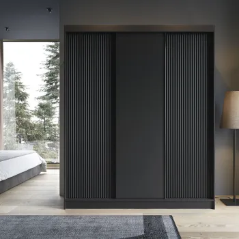Dulap pentru haine ELTAP, Prescco III, 180x60x220 cm, MDF/ABS, negru d271 imagine