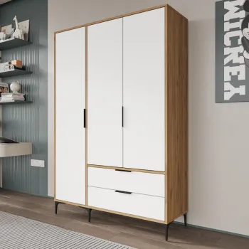 Dulap pentru haine, Hanah Home, Aden Drawers 120, 120x192x45 cm, Stejar / Alb 7261 imagine