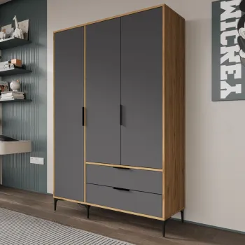 Dulap pentru haine, Hanah Home, Aden Drawers 120, 120x192x45 cm, Stejar / Antracit 1121 imagine