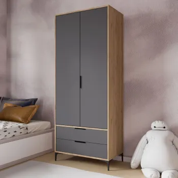 Dulap pentru haine, Hanah Home, Aden Drawes, 80x192x45 cm, Stejar / Antracit 576f imagine