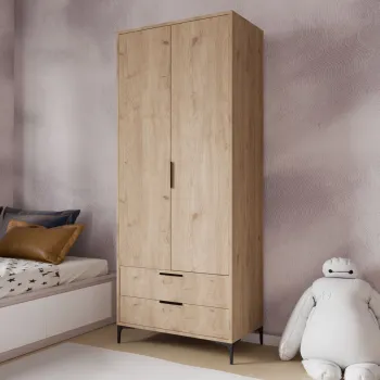 Dulap pentru haine, Hanah Home, Aden Drawes, 80x192x45 cm, Stejar b42a imagine