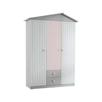 Dulap pentru haine, Hanah Home, Ayder, 130x204x57 cm, PAL, Roz / Gri 1d6b imagine