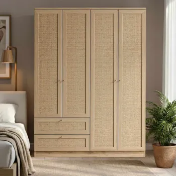 Dulap pentru haine, Hanah Home, Baru 182, 137x182x52 cm, Bej a661 imagine