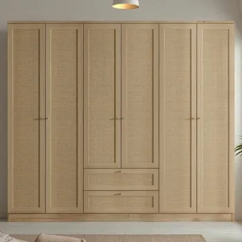 Dulap pentru haine, Hanah Home, Baru 6 182, 206x182x52 cm, Bej 38c2 imagine