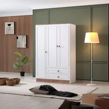 Dulap pentru haine, Hanah Home, Beta 3, 118x182x50 cm, PAL, Maro/Alb 5d4c imagine
