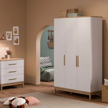 Dulap pentru haine, Hanah Home, Etto, 136x219.8x52.3 cm, PAL MELAMINAT, Lemn / Stejar alb 50d1 imagine