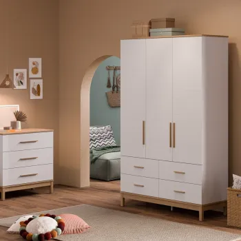Dulap pentru haine, Hanah Home, Etto, 136x219.8x52.3 cm, PAL MELAMINAT, Lemn / Stejar alb c36e imagine