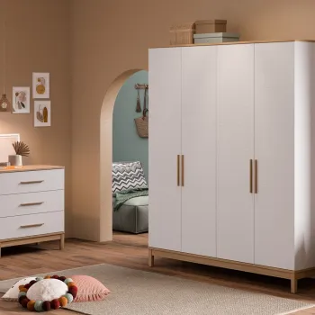 Dulap pentru haine, Hanah Home, Etto, 181.1x219.85x52.3 cm, PAL MELAMINAT, Lemn / Stejar alb 8409 imagine