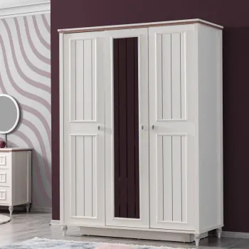 Dulap pentru haine, Hanah Home, Ezgi, 146x198x61 cm, PAL, Crema usoara 23d3 imagine