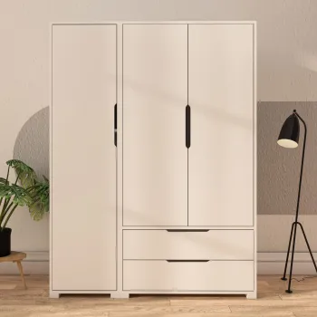 Dulap pentru haine, Hanah Home, Flora 137, 137x183x45 cm, PAL, Alb f716 imagine