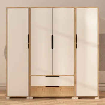 Dulap pentru haine, Hanah Home, Flora 184, 184x183x45 cm, PAL, Alb 7cc5 imagine