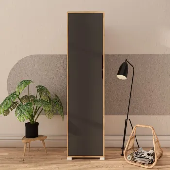 Dulap pentru haine, Hanah Home, Flora 47, 47x183x45 cm, PAL, Stejar safir / Antracit 36f9 imagine