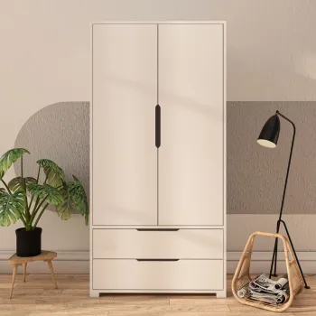 Dulap pentru haine, Hanah Home, Flora 90, 90x183x45 cm, PAL, Alb 7cea imagine