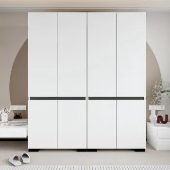 Dulap pentru haine, Hanah Home, Floransa 180, 180x210x52 cm, PAL, Alb / Antracit f305 imagine